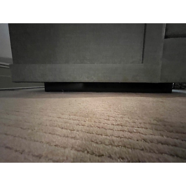 Custom Contemporary Tufted Sofa in Muted Sage Green Upholstery For Sale - Image 10 of 10