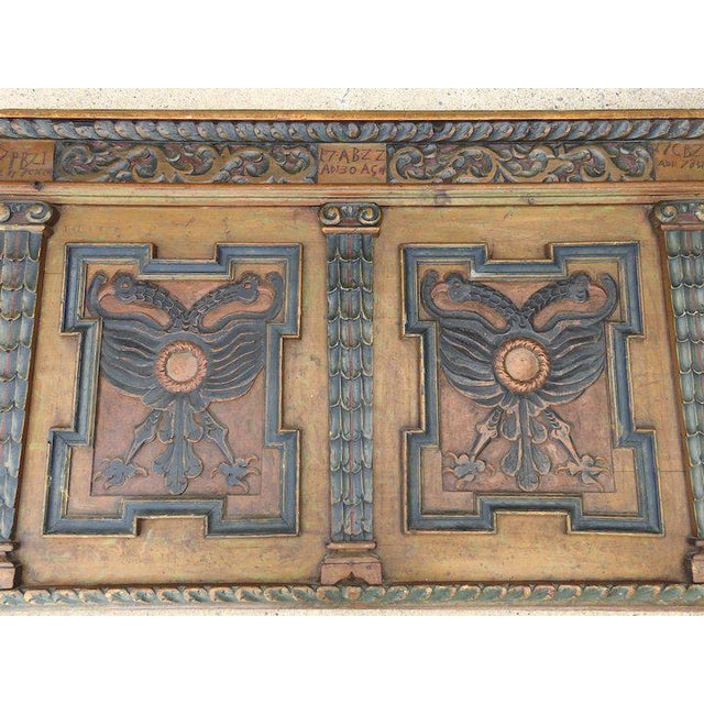 Early 19th Century European Painted Carved Headboard Footboard Bed