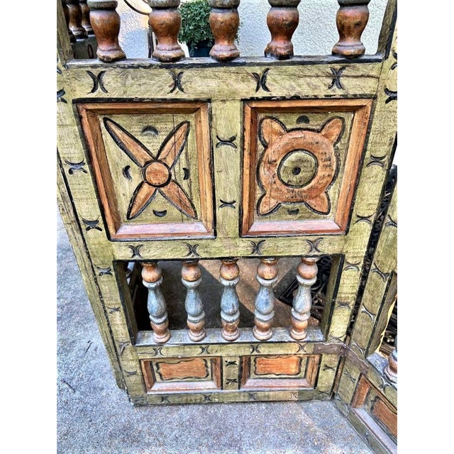 Mid 18th Century Extraordinary Antique Painted 18th Century Spanish Colonial Room Divider From Mexico For Sale - Image 5 of 8