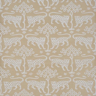 Sample - Schumacher Woodland Leopard Sisal Wallcovering In Beige For Sale