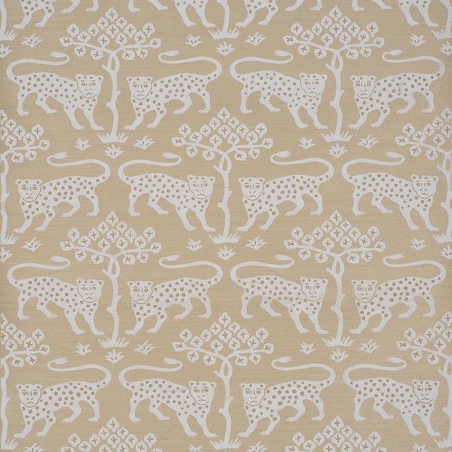 Sample - Schumacher Woodland Leopard Sisal Wallcovering In Beige For Sale