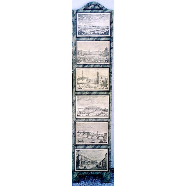 Late 20th Century Neoclassical Faux Marble 3-Panel Screen, 18 Topographical Views of Italy For Sale - Image 5 of 9
