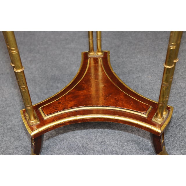 Brown 19th C Pair French Louis XVI Adam Weisweiler Style Ormolu & Marble Top End Table For Sale - Image 8 of 10