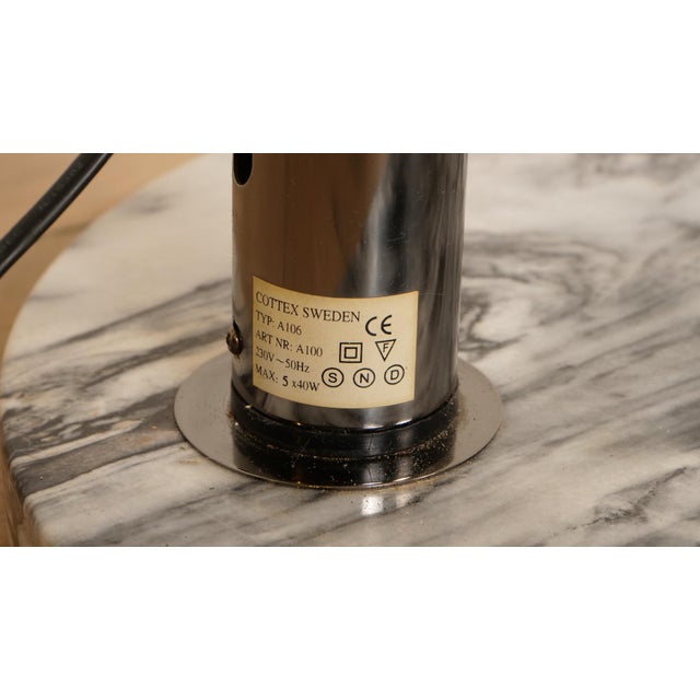 Vintage Swedish Floor Lamp in Chrome and with Marble Foot from Cottex For Sale - Image 5 of 16