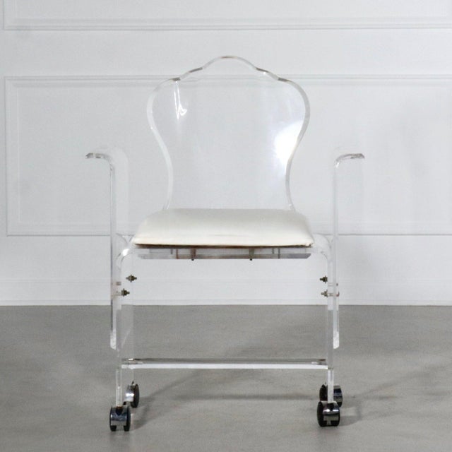 1970s Sculptural Lucite Side or Vanity Armchair on Wheels For Sale - Image 5 of 10