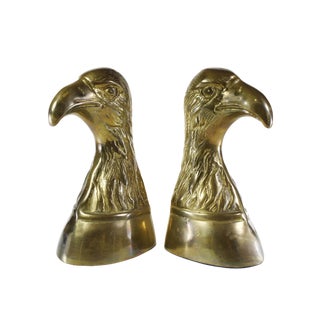 Vintage Brass Eagle Head Bookends - a Pair For Sale