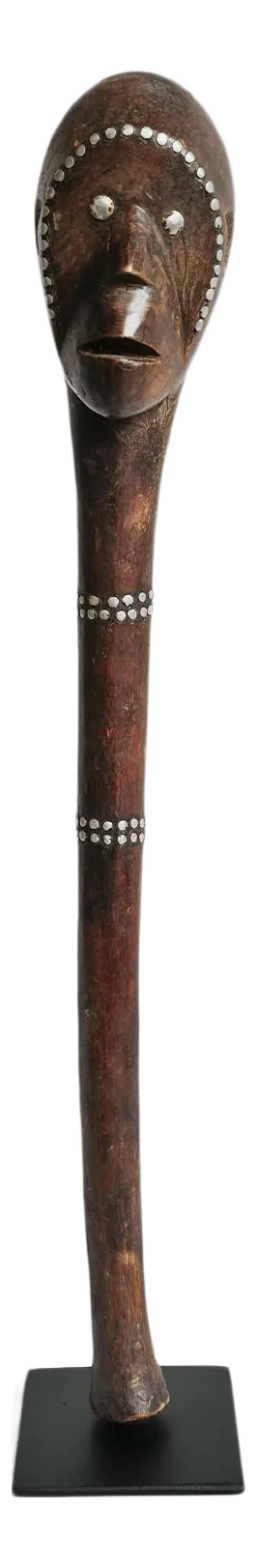 Antique Wood Carved Club on Stand