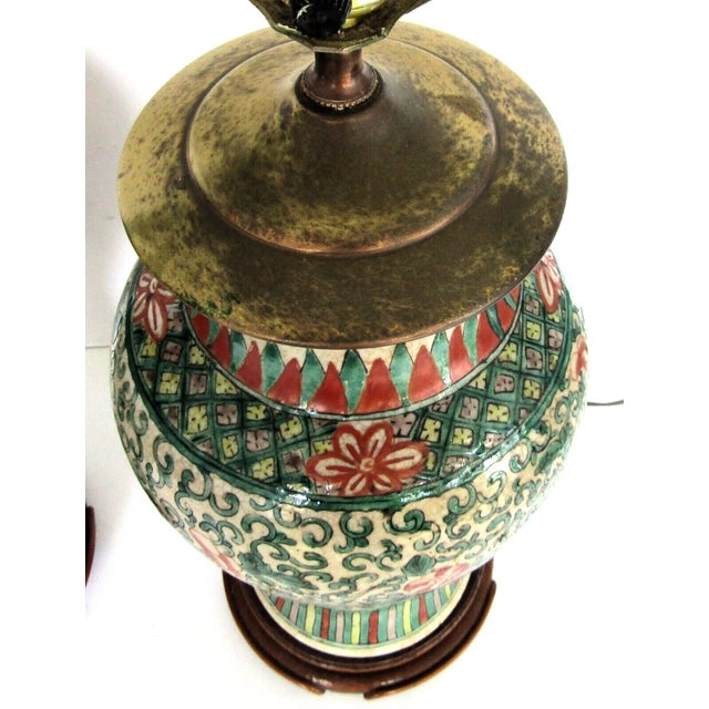 17th Century Antique Chinese Ming Dynasty Famille Verte Phoenix Vase Table Lamps - a Pair For Sale - Image 5 of 12