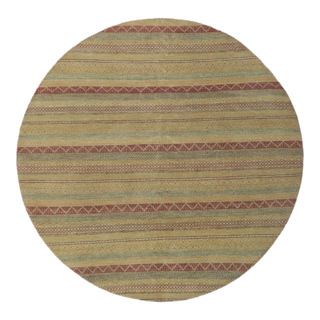 Striped Round Area Rug - 07'09 X 07'10 For Sale