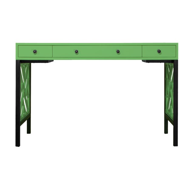 David Francis Chippendale Writing Desk - Bright Green For Sale - Image 4 of 9