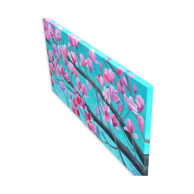 Contemporary "Blooming Magnolias" Contemporary Botanic Expressionist Acrylic Painting on Canvas by Natalia Bessonova For Sale - Image 3 of 7