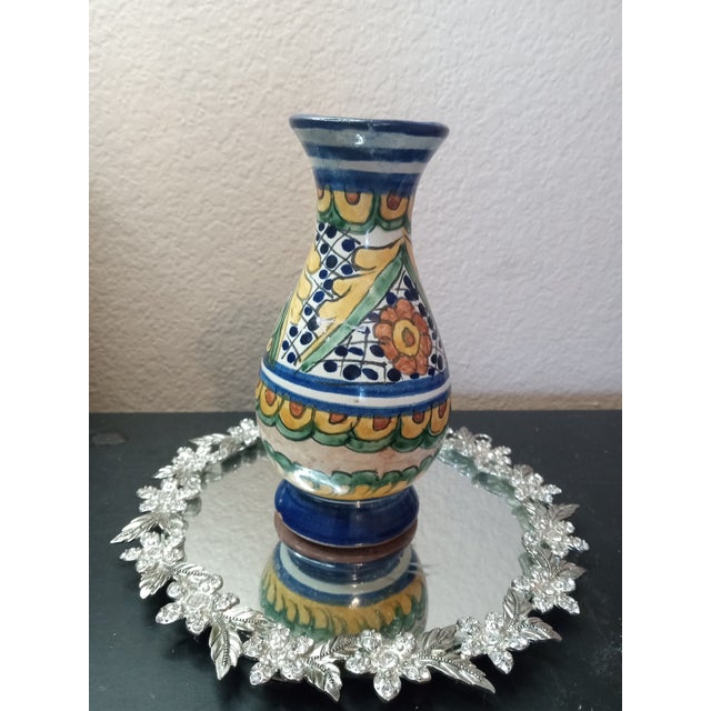 1980s 1980s Talavera Mexican Folk Art Bud Vase For Sale - Image 5 of 7
