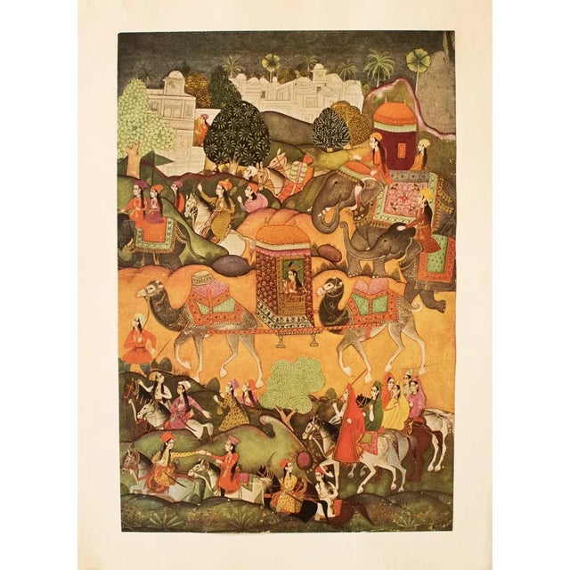 1950 Princess Voyaging in a Palanquin, Gold-Leafed Parisian Offset Lithograph For Sale - Image 12 of 13