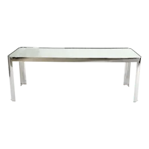 Large & Long Rounded Corners Stainless Steel Chrome Rectangle Console Table
