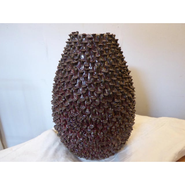 Late 20th Century Vintage Large Sculptured Ceramic Vase For Sale - Image 5 of 5
