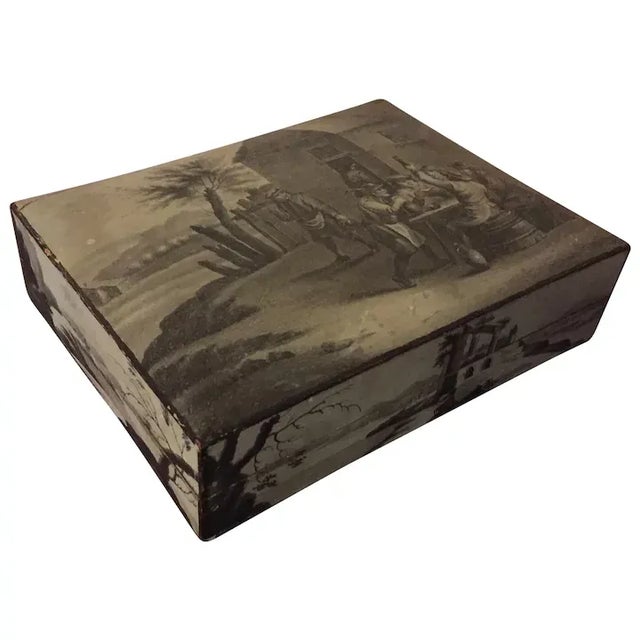 Antique 18th Century Belgian Grand Tour Lacquer Paint Decorated Wood Jewelry Trinket Box For Sale - Image 13 of 13