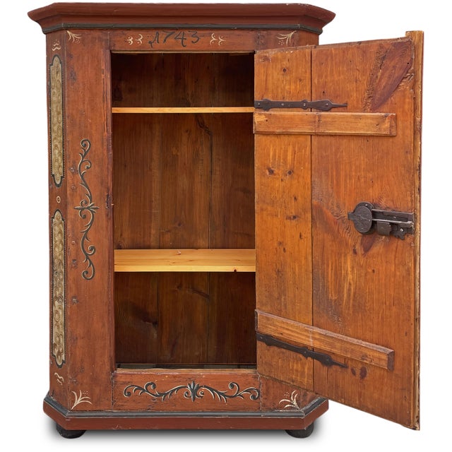 1743 Alpine Floral Painted Cupboard For Sale - Image 17 of 18