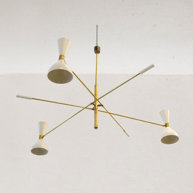 Mid-Century Italian Chandelier in Brass and Aluminum, 1960s For Sale - Image 6 of 10
