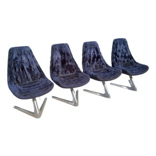 1960s Vladimir Kagan Sculpta Swivel Unicorn Chairs by Chromcraft Star Trek - Set of 4 For Sale