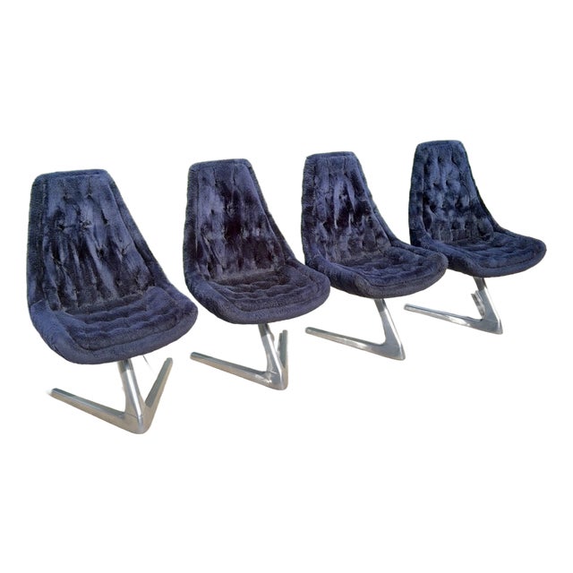 1960s Vladimir Kagan Sculpta Swivel Unicorn Chairs by Chromcraft Star Trek - Set of 4 For Sale