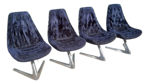1960s Vladimir Kagan Sculpta Swivel Unicorn Chairs by Chromcraft Star Trek - Set of 4