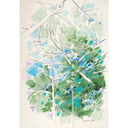 Maurice Genis, Under the Shadow of the Tree, Original Watercolor, Gouache and Ink For Sale