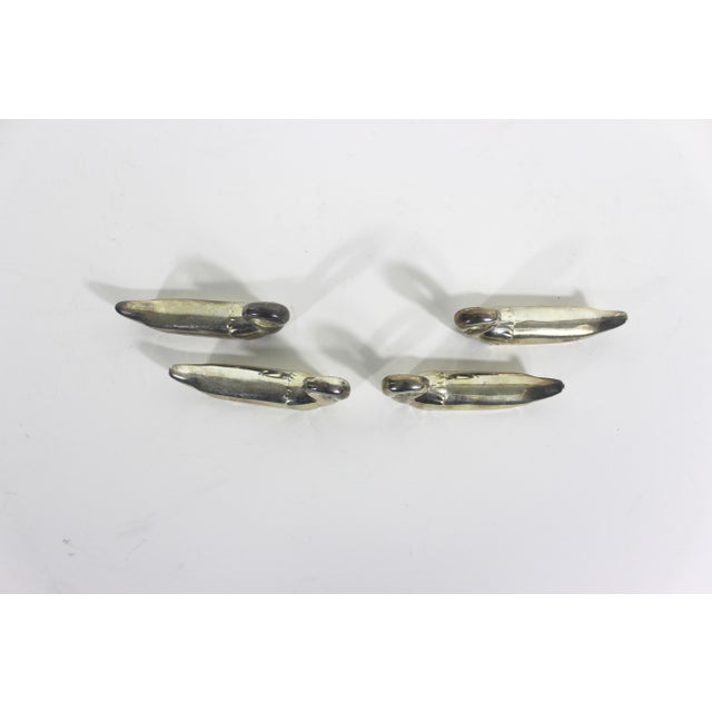 Set of 4 Silver Swan Knife Rests, Chopstick Holders, Silver Plated Vintage French Bird, Duck, Paint Brush or Spoon Rest, Japanese For Sale - Image 6 of 6