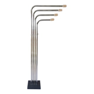 1970s Tubular Chrome Floor Lamp With Four Articulating Arms For Sale