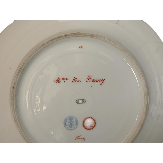 19th C Sèvres Marked Plate Madame Du Barry Signed Debrie Green-Gold Ribbon Made in France c.1890-1910 For Sale - Image 10 of 10