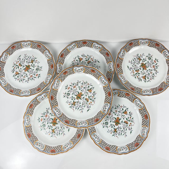 Vintage Dessert Plates with Rouen Sainfoin Pattern from Gien, 1990, Set of 6 For Sale - Image 10 of 10