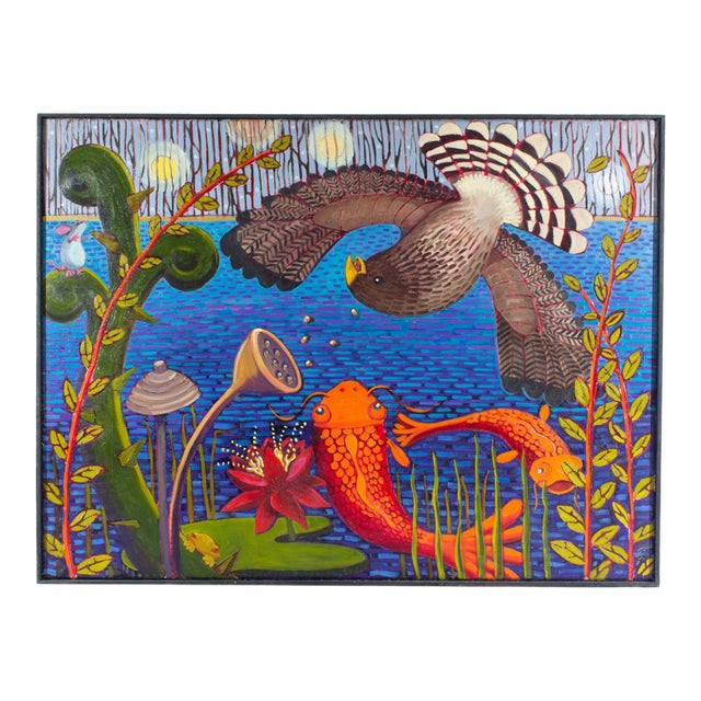 2018 “Hawk Beware” Oil on Canvas Painting by Karen Holtzclaw For Sale