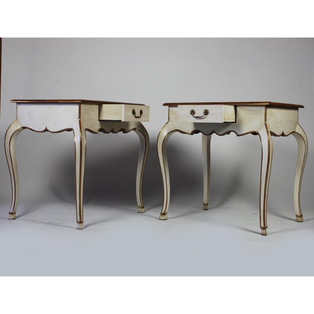 Shabby Chic 1990s Vintage Custom Nightstands With Scalloped Apron and Single Drawer - a Pair For Sale - Image 3 of 12