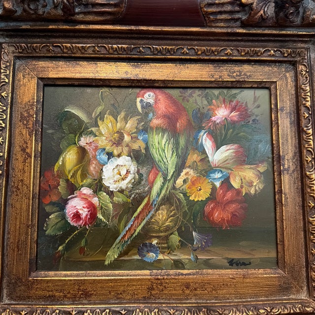 Wood 1940s Emil Kosa Jr. Oil Bird Painting For Sale - Image 7 of 10