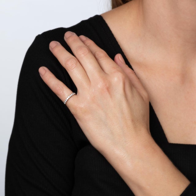 Platinum C2012 Tiffany & Co Forever Diamond Ring Sz 4.5 Band Platinum Fine Signed Jewelry For Sale - Image 8 of 8