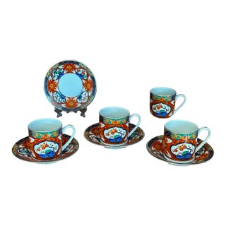 1970s Hand-Painted Dai Ichi Toki Imari Espresso Cups and Saucers - 8 Pieces For Sale