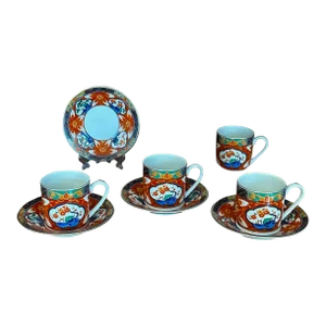 1970s Hand-Painted Dai Ichi Toki Imari Espresso Cups and Saucers - 8 Pieces