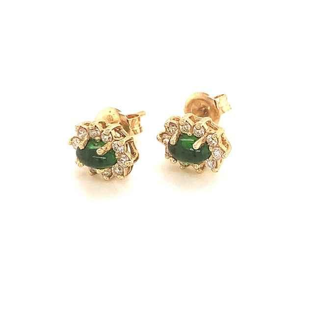 2010s Natural Tourmaline Diamond Earrings 14k Gold 0.85 TCW Certified For Sale - Image 5 of 11