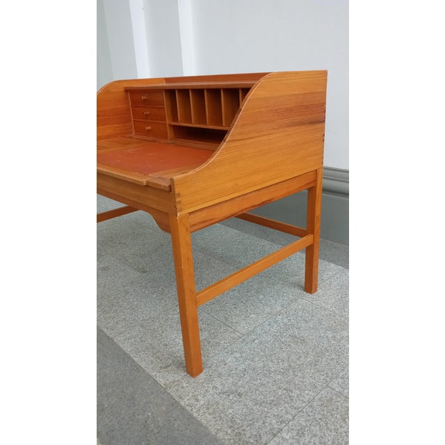 Pine Desk and Chair by Andreas Hansen for Hadsten Träindustri, 1970s, Set of 2 For Sale - Image 12 of 16