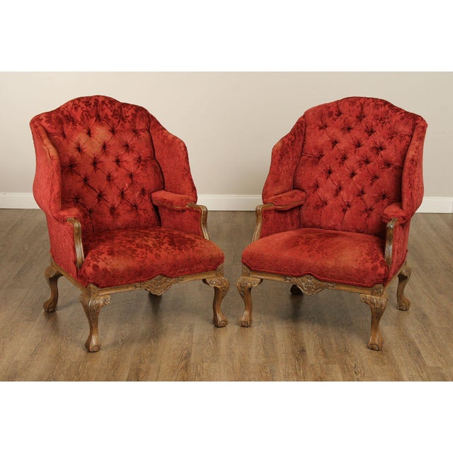 Georgian Style Pair of Wingback Armchairs and Ottoman For Sale - Image 15 of 18