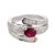 Contemporary Vintage Ruby Diamond 18k White Gold Bypass Ring, Size 6.5 For Sale - Image 3 of 5