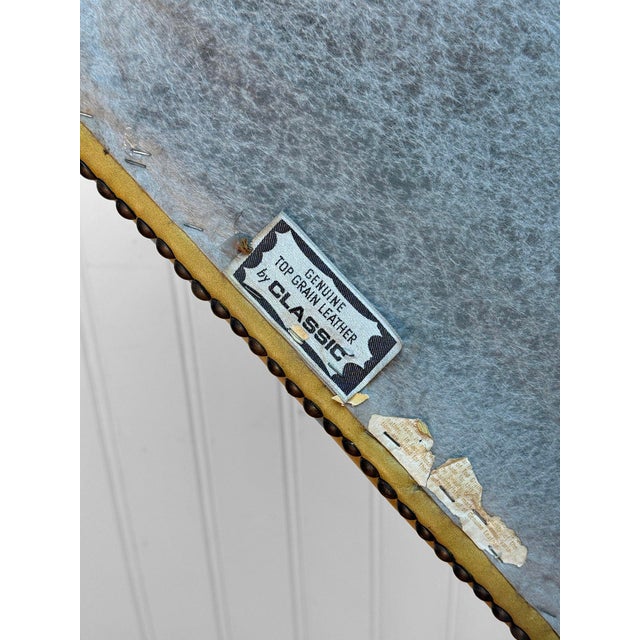 Vintage Traditional Gold Leather & Mahogany Ottoman For Sale - Image 12 of 12