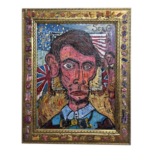 Textured Painting on Canvas by Serg Graff "Portrait of Abraham Lincoln", Coa, Framed