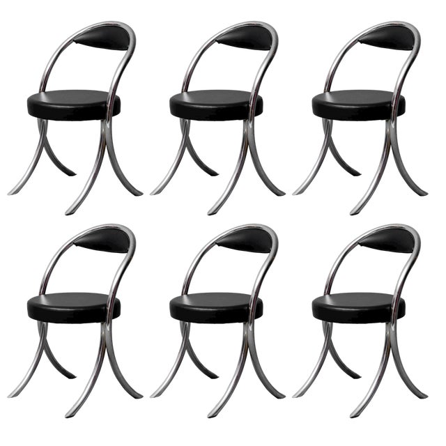 Chairs in Eco-Leather in the Style of Giotto Stoppino, 1970s, Set of 6 For Sale
