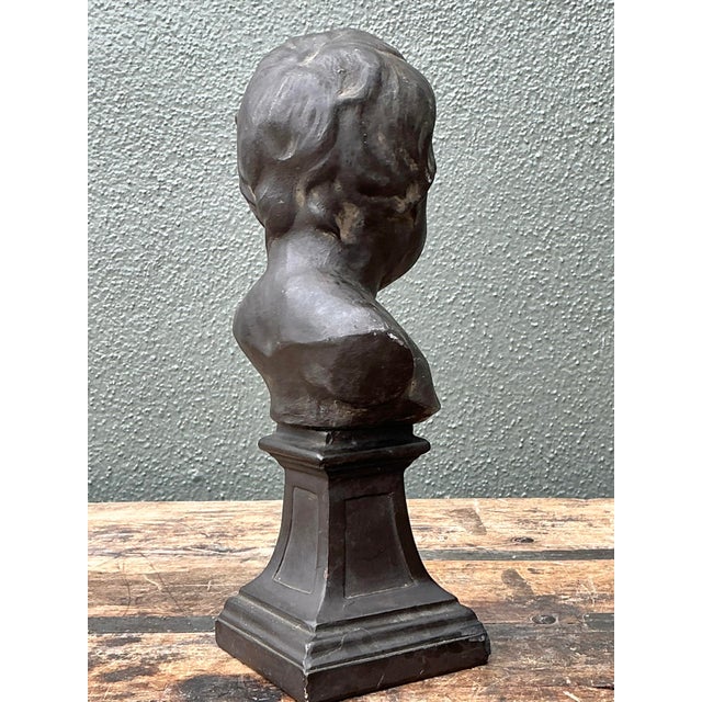 Mid 20th Century Vintage Cast Bronze Bust of Baby For Sale - Image 5 of 12