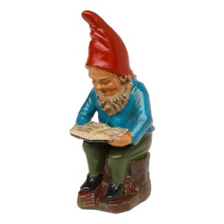 Terracotta Reading Garden Gnome from Griebel, 1940s For Sale