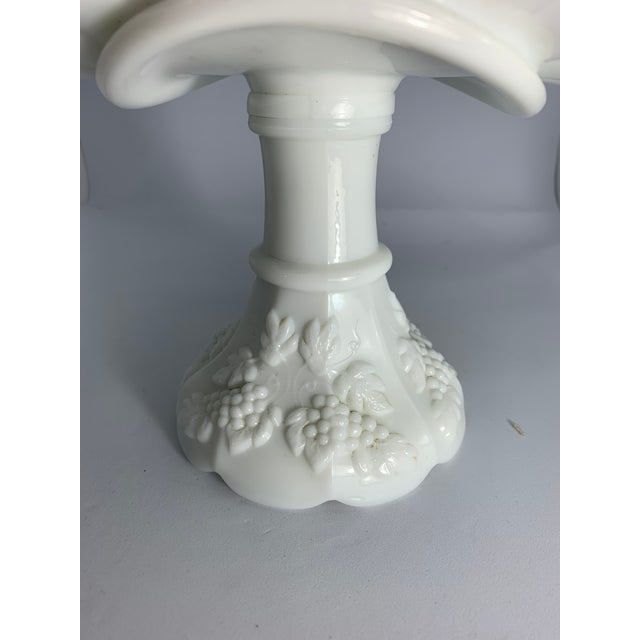 Mid 20th Century Vintage Ornate Westmoreland Milk Glass Folded Fruit Dish For Sale - Image 5 of 10