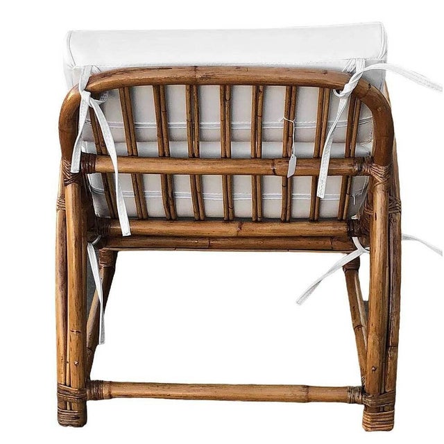1940s Restored Two-Strand "Half Moon" Rattan Cup Seat Chaise Lounge For Sale - Image 5 of 12