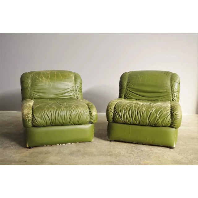 Green Eco-Leather Armchairs, 1970s, Set of 2 For Sale - Image 10 of 10