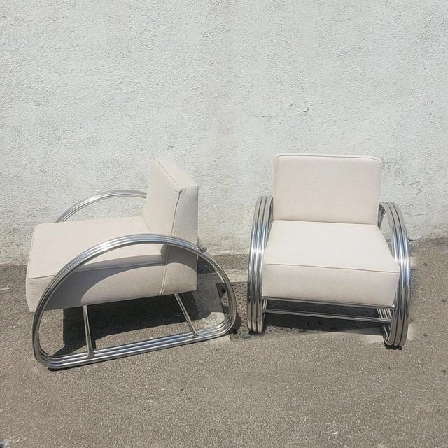 Large 20th Century Chrome Armchairs from Ralph Lauren, 1980s, Set of 2 For Sale - Image 4 of 18