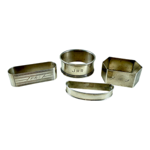 Estate Sterling Silver Napkin Rings, Mixed Set of Four